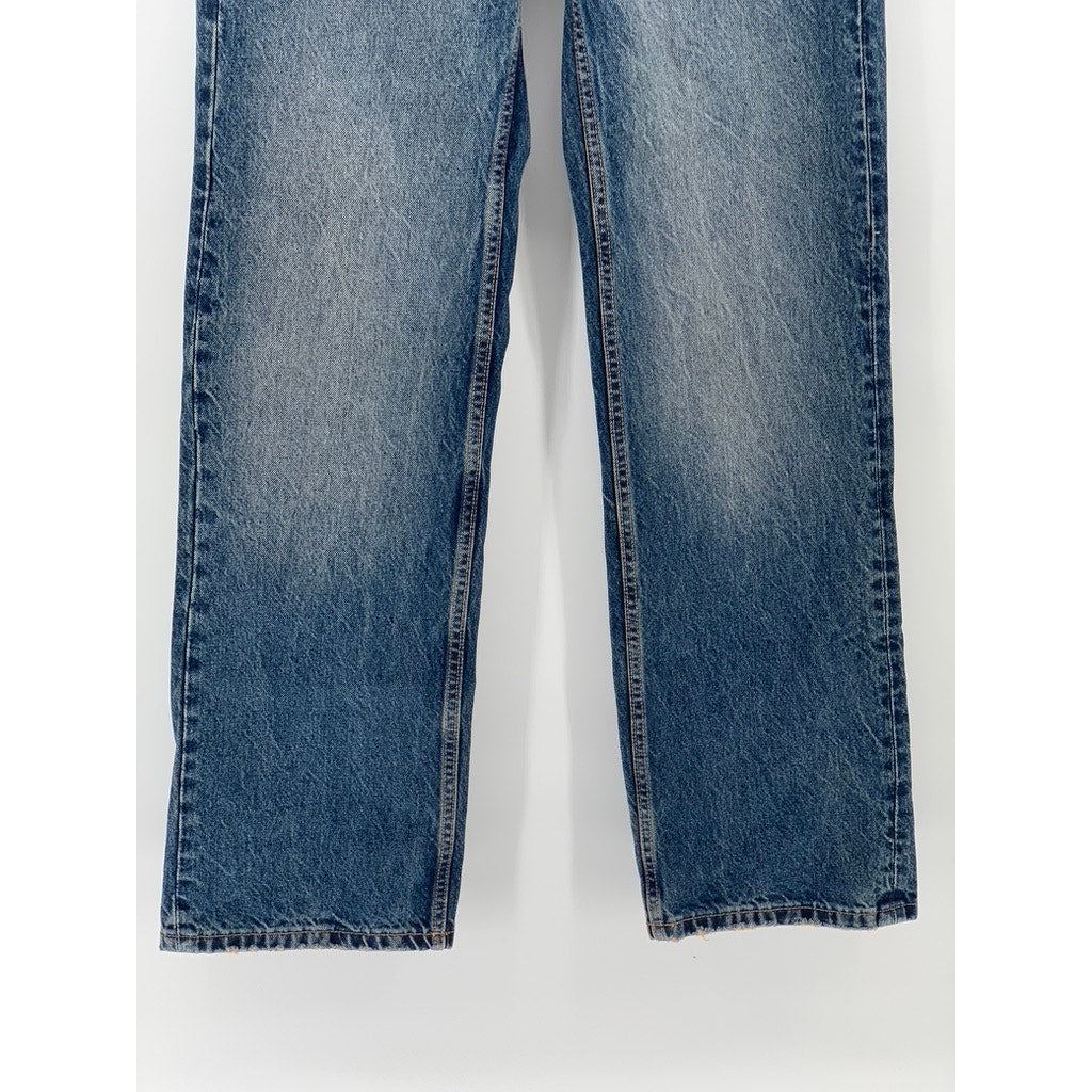ZARA Women's Dark Blue High-Rise Straight-Leg Regular-Fit Five-Pocket Jeans SZ 2
