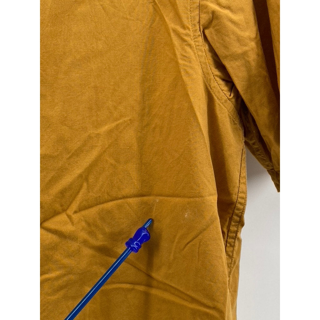 UNIQLO Men's Mustard Yellow Open-Collar Short Sleeve Button-Up Shirt SZ S