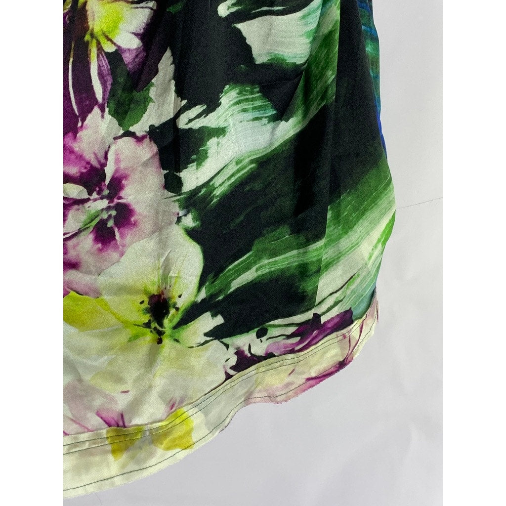 MANILA GRACE Women's Multicolor Floral Print Ruched Sleeveless Top SZ 46(US 12)
