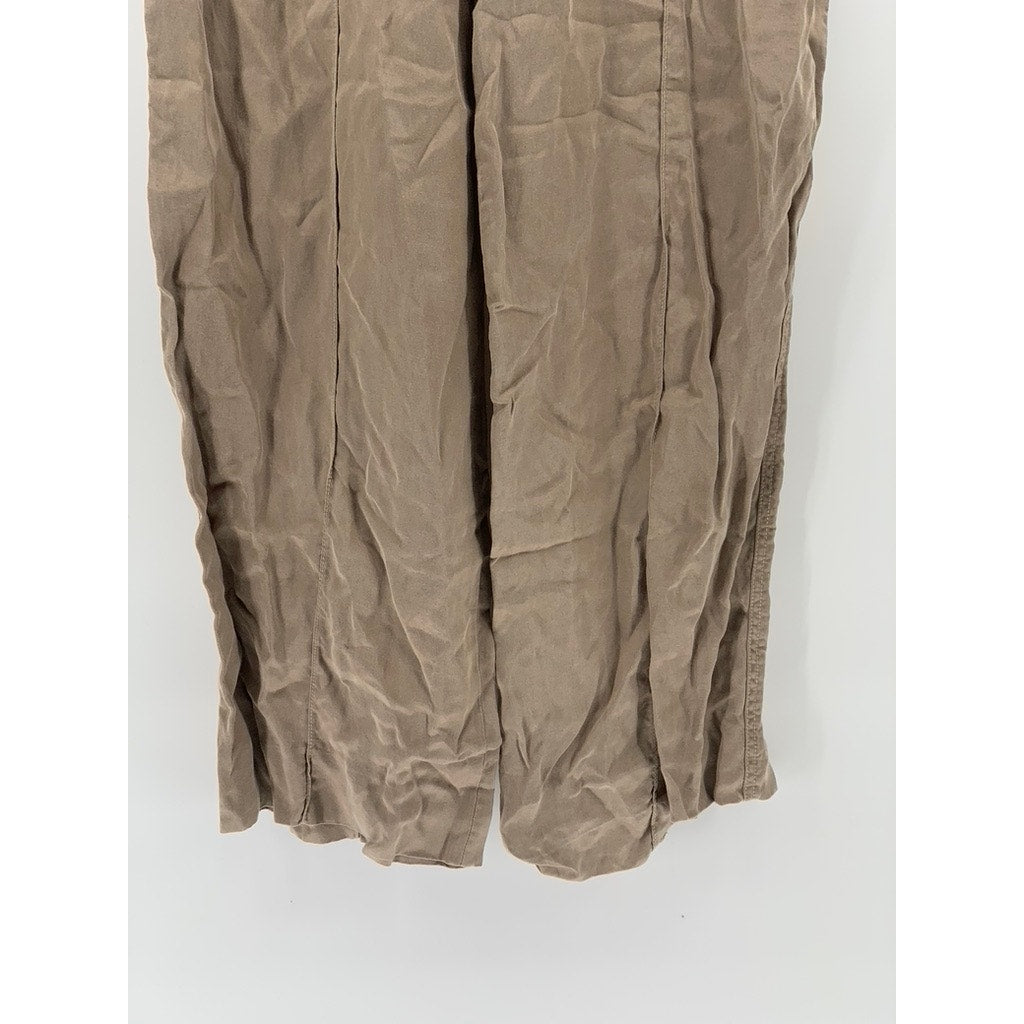 ZARA Women's Beige Lightweight Relaxed-Fit Wide-Leg Pants SZ XS