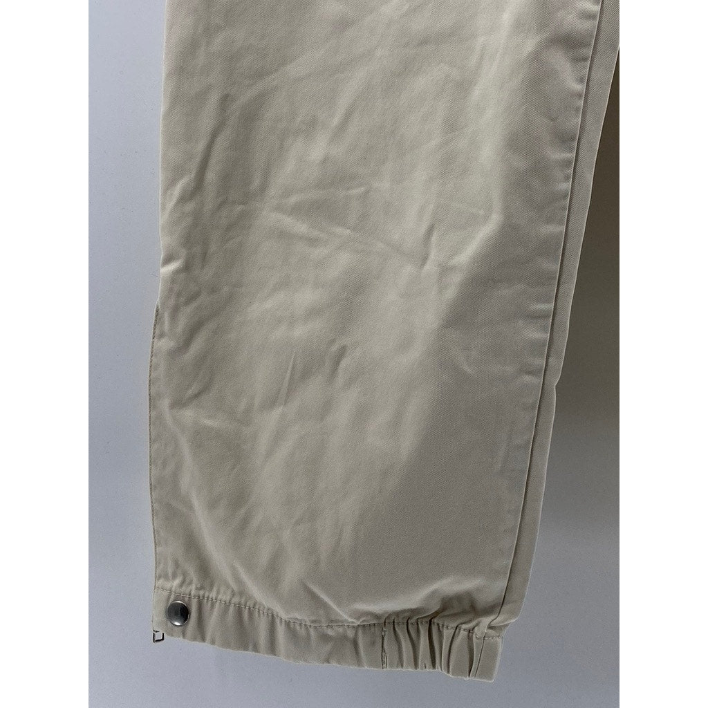 GAP Women's Beige Zipper-Hem Straight-Leg Relaxed-Fit Pants SZ 4
