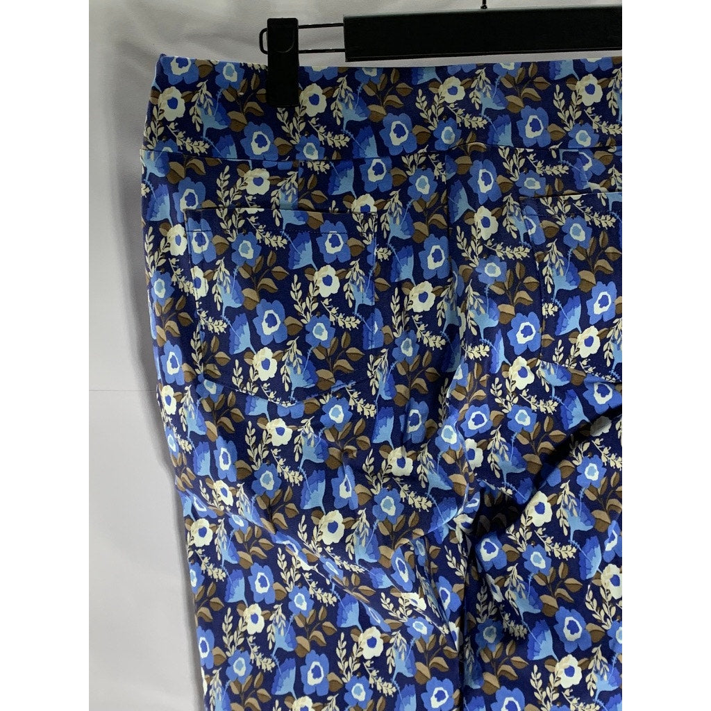 J. MCLAUGHLIN Women's Blue/Brown Printed Masie Pull-On Ankle Pant SZ 8