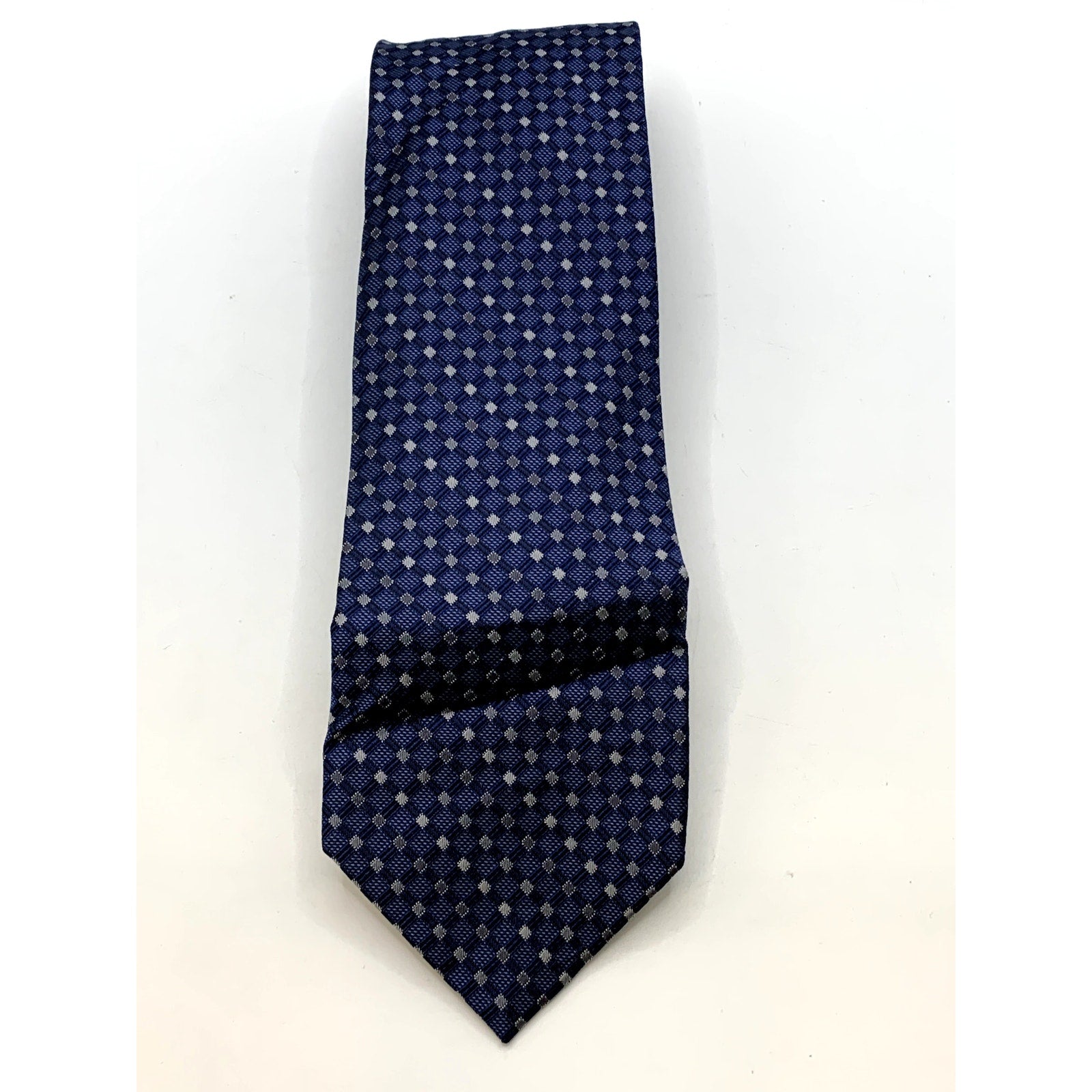 PRONTO UOMO Men's Navy Embroidered Gingham Print Tie
