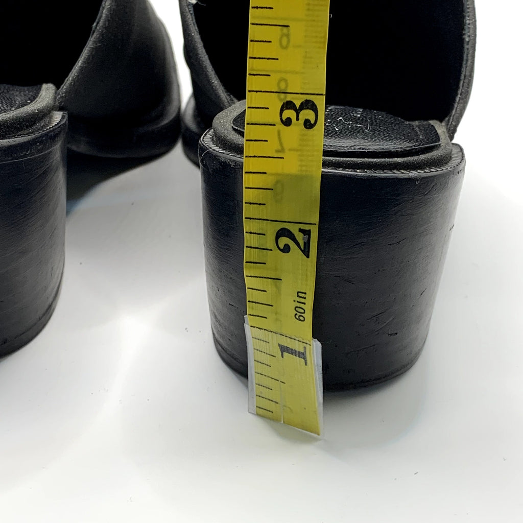 NODALETO Women's Black Shimmer Bulla Square-Toe Block-Heel Mules SZ 7