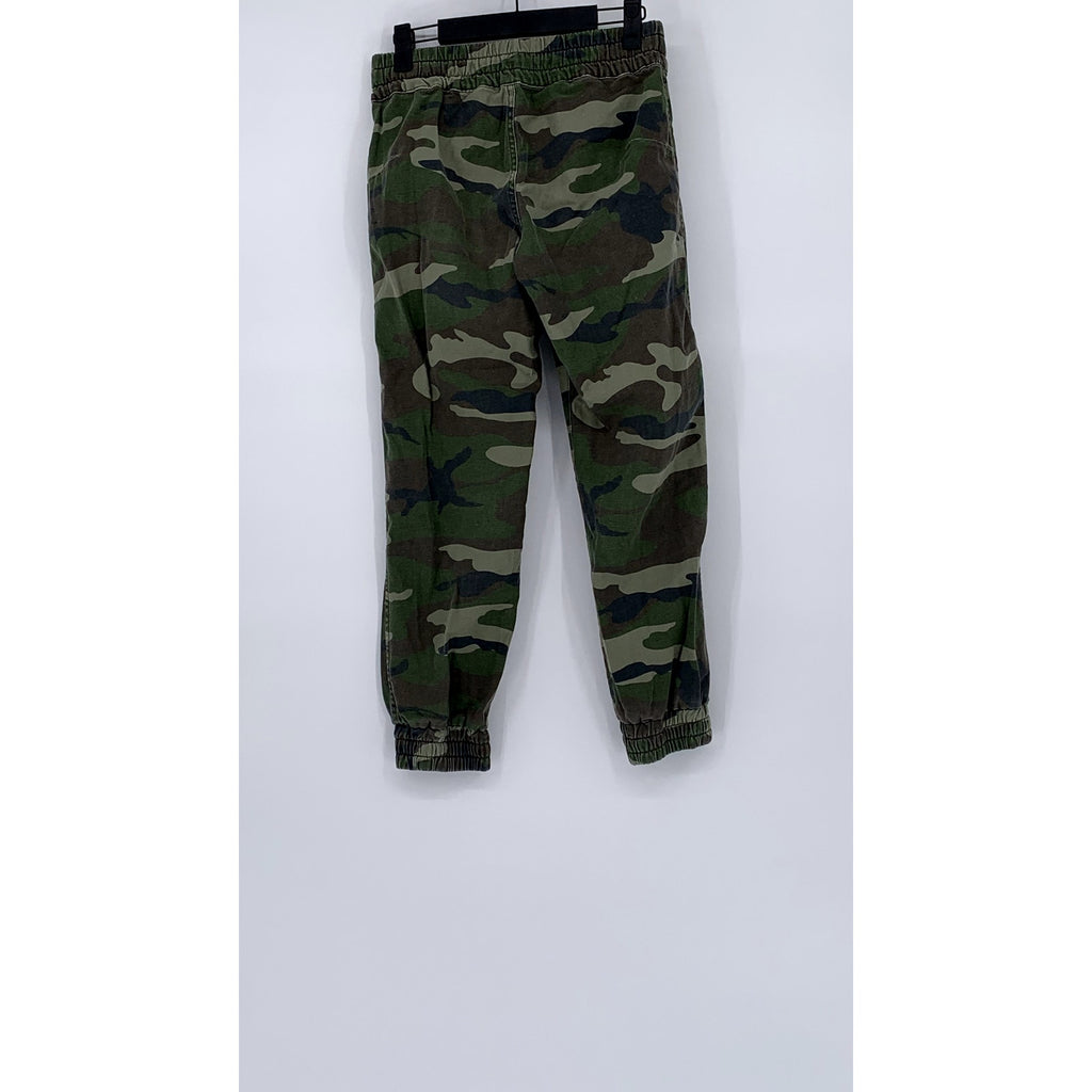 TNA Women's Green Camo Print Drawstring High-Rise Pull-On Jogger Pant SZ XS