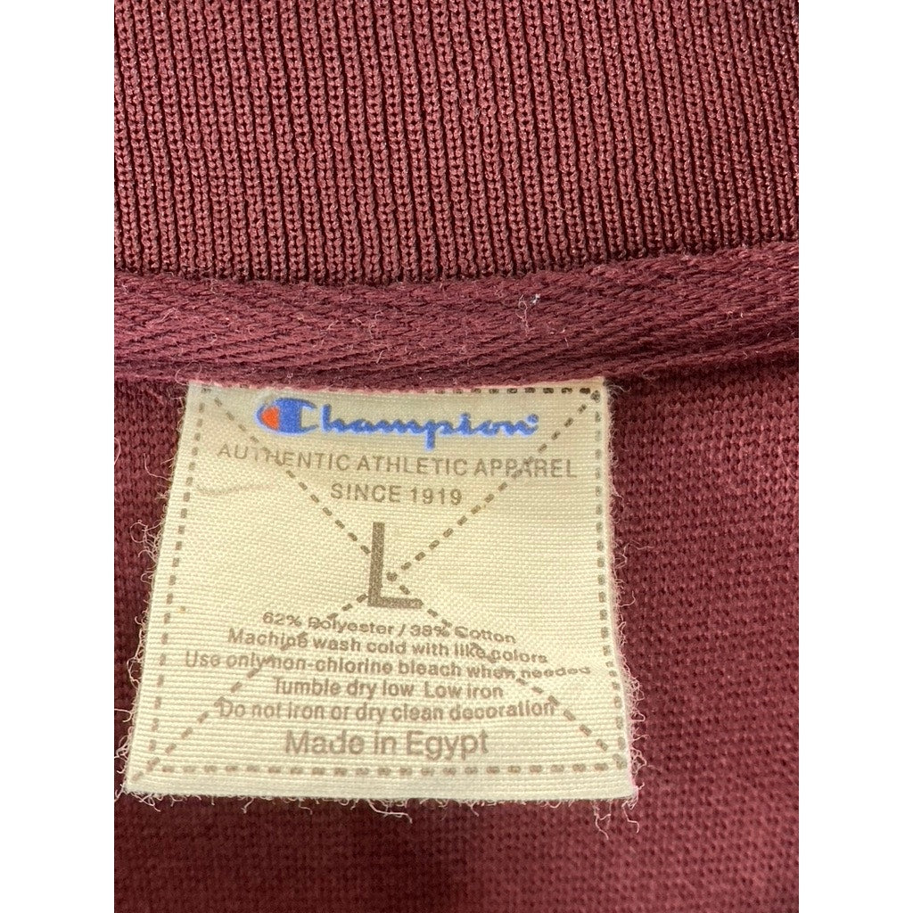 CHAMPION Men's Burgundy Brooklyn College Vintage Track Zip-Up Jacket SZ L