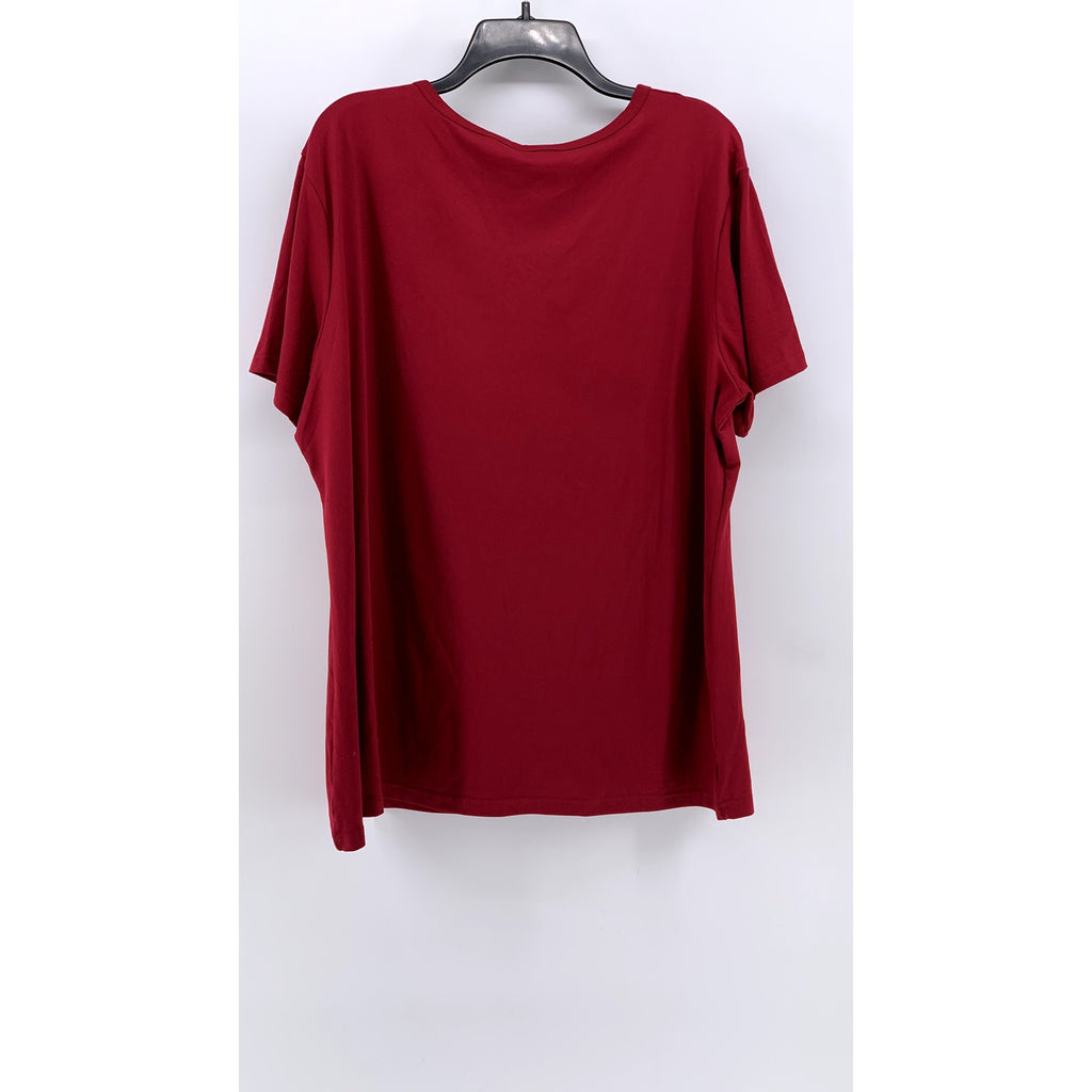 UNBRANDED Women's Plus Red Printed Short Sleeve Top SZ 4XL