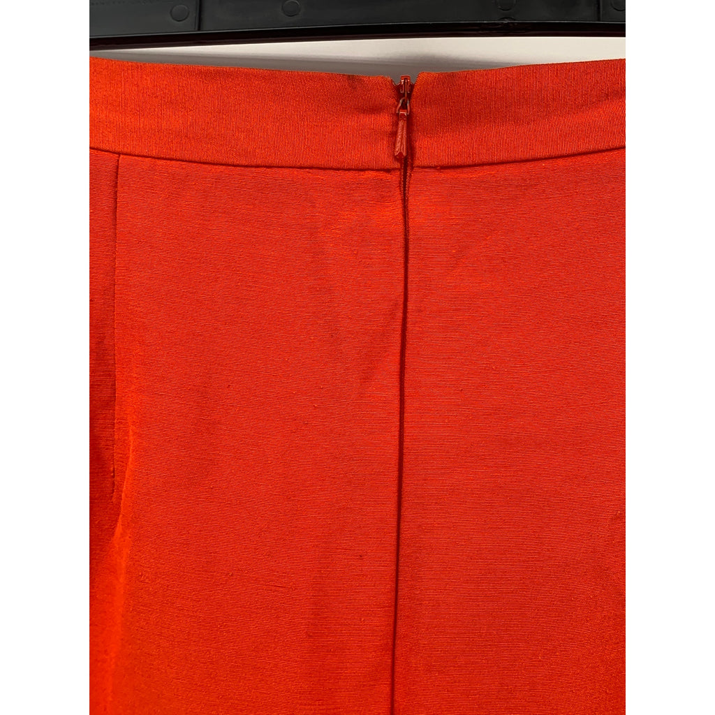 RIVER ISLAND Women's Orange Solid Side-Slit Belted Pencil Midi Skirt SZ 8