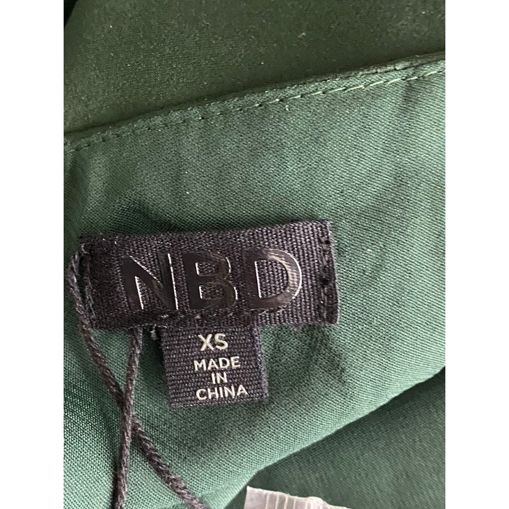 NBD Women's Dark Green Everett Open-Back Side Slit Halter Maxi Dress SZ XS
