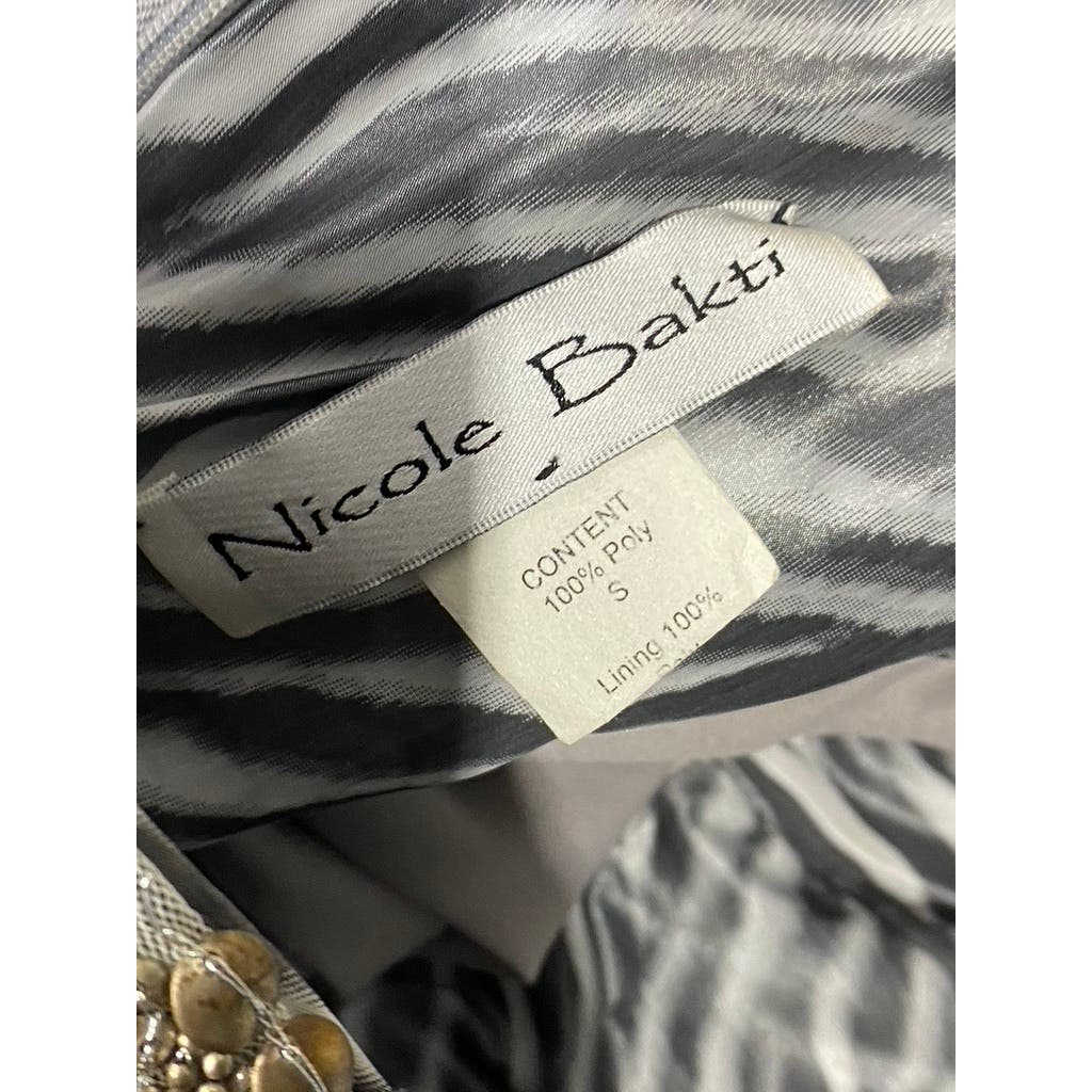 NICOLE BAKTI Vintage y2k Women's Strapless Bodycon Zebra Beaded Mini Dress SZ S