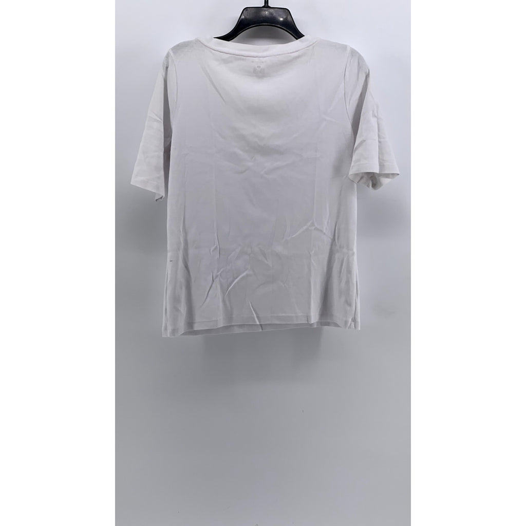 JONES NEW YORK SPORT Women's White Boatneck 3/4 Sleeve Cotton Top SZ XL