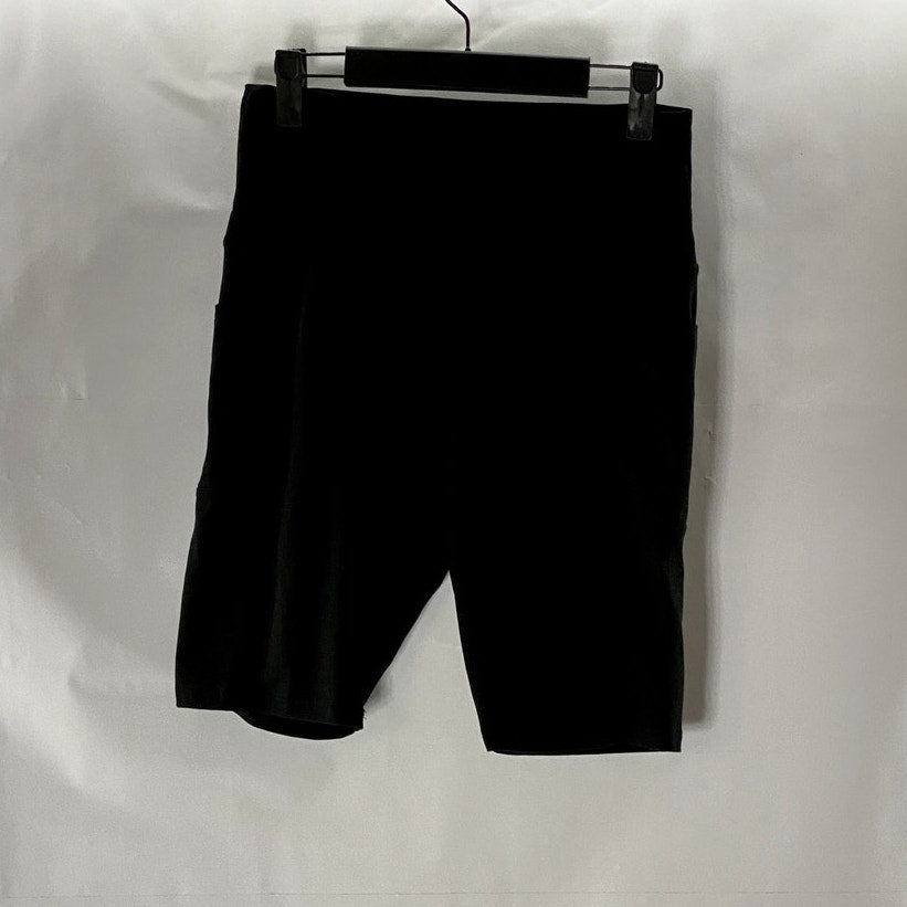 UNBRANDED Women's Black Solid Pull-On Side Pocket Biker Shorts SZ L/XL