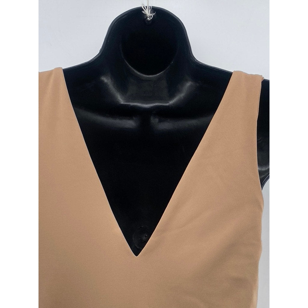 EXPRESS Women's Pecan Double V-Neck Body Contour High Compression Tank Top SZ S