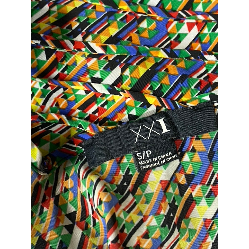 XXI Women's Multicolor Pattern Print V-Neck Open Back Sleeveless Tank Top SZ S