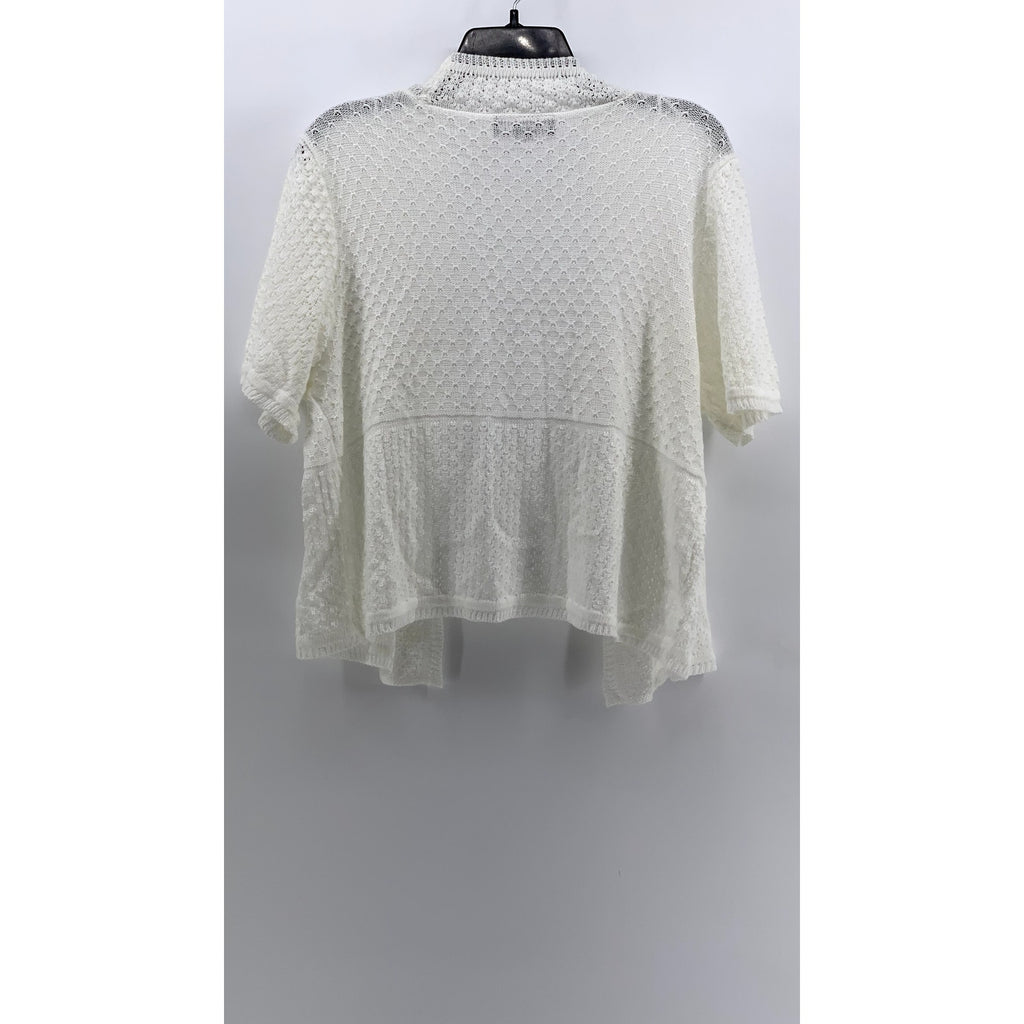 PERCEPTIONS NEW YORK Women's Cream Knit Open-Front Cardigan SZ S
