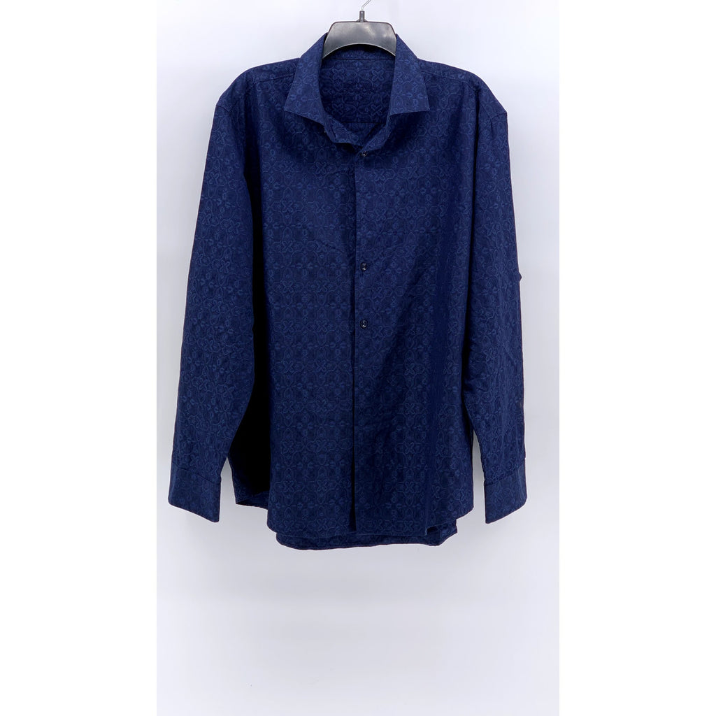 TASSO ELBA Men's Blue Printed Button-Up Long Sleeve Shirt SZ 2XL