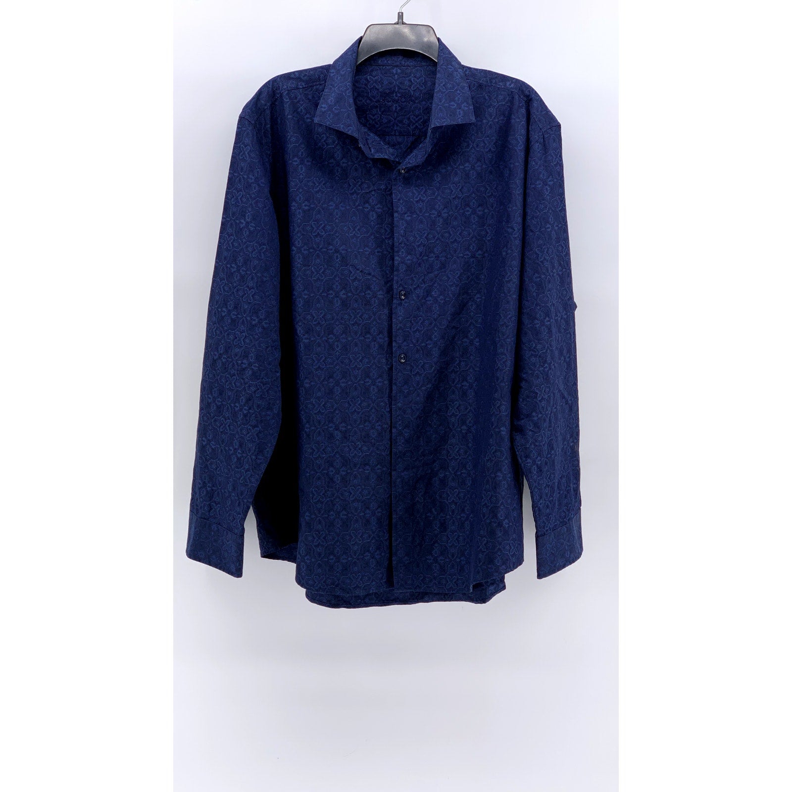 TASSO ELBA Men's Blue Printed Button-Up Long Sleeve Shirt SZ 2XL