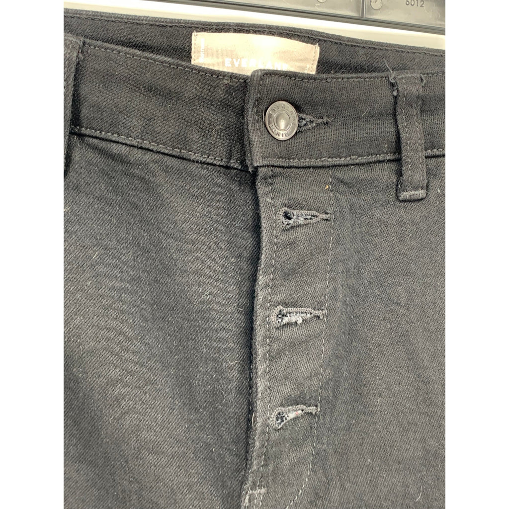 EVERLANE Women's Black Solid Denim Button-Fly The Wide Leg Ankle Jeans SZ 29