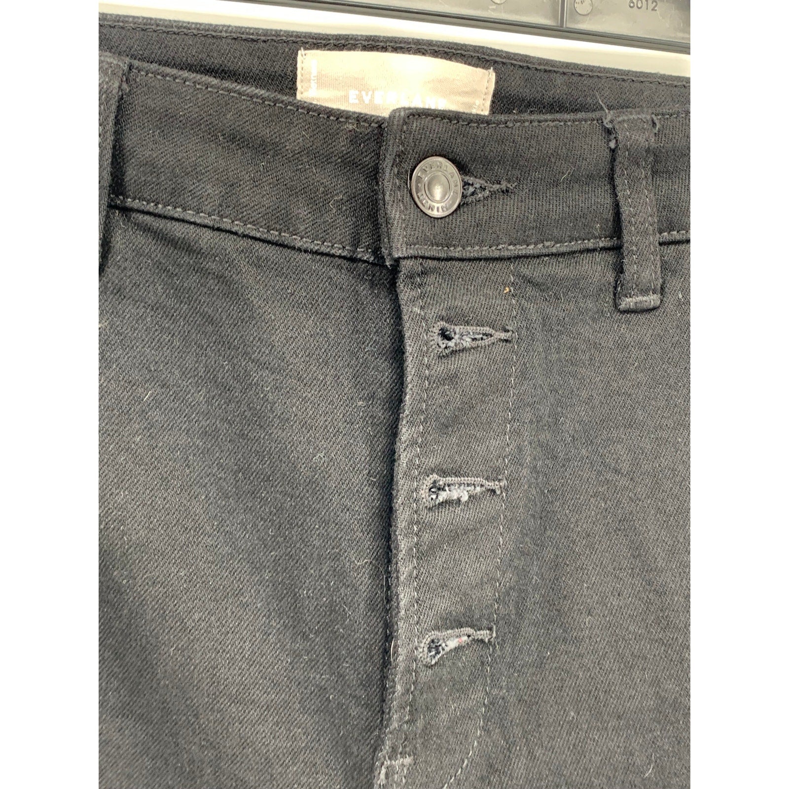 EVERLANE Women's Black Solid Denim Button-Fly The Wide Leg Ankle Jeans SZ 29