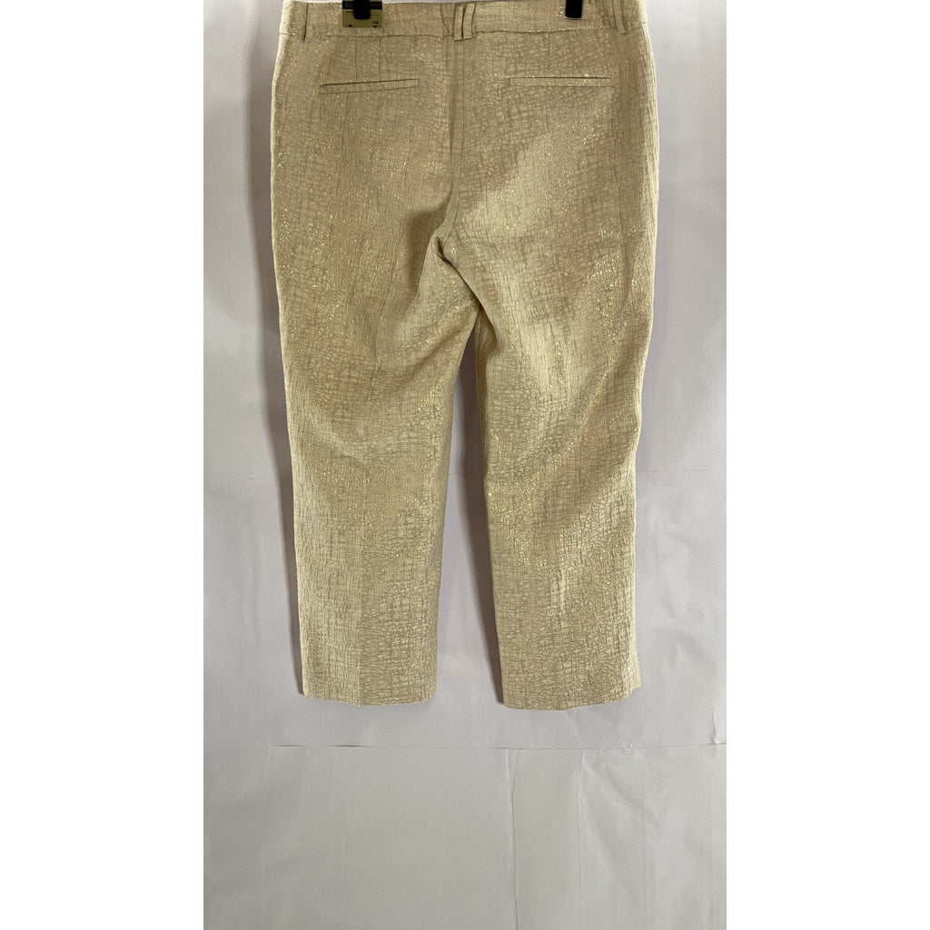 EXPRESS Women's Gold Metallic Editor Low-Rise Straight Ankle Pants SZ 14R