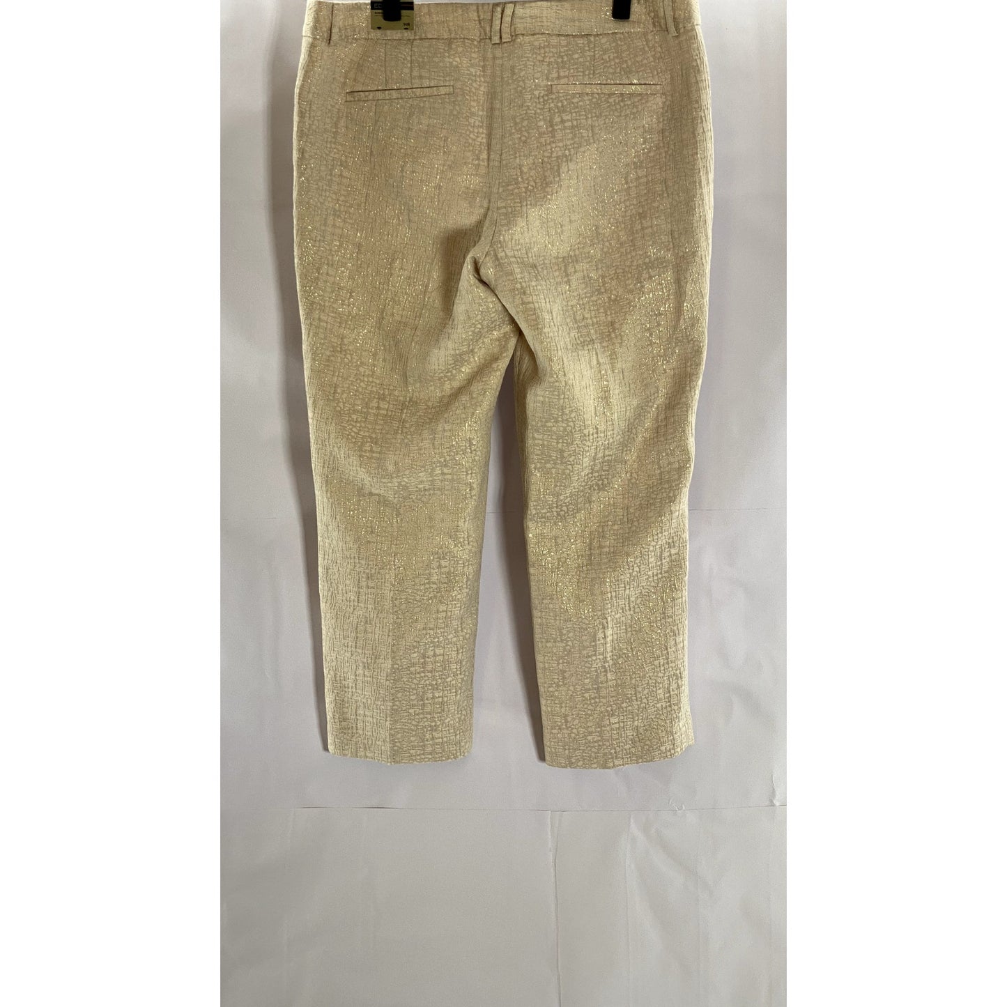 EXPRESS Women's Gold Metallic Editor Low-Rise Straight Ankle Pants SZ 14R