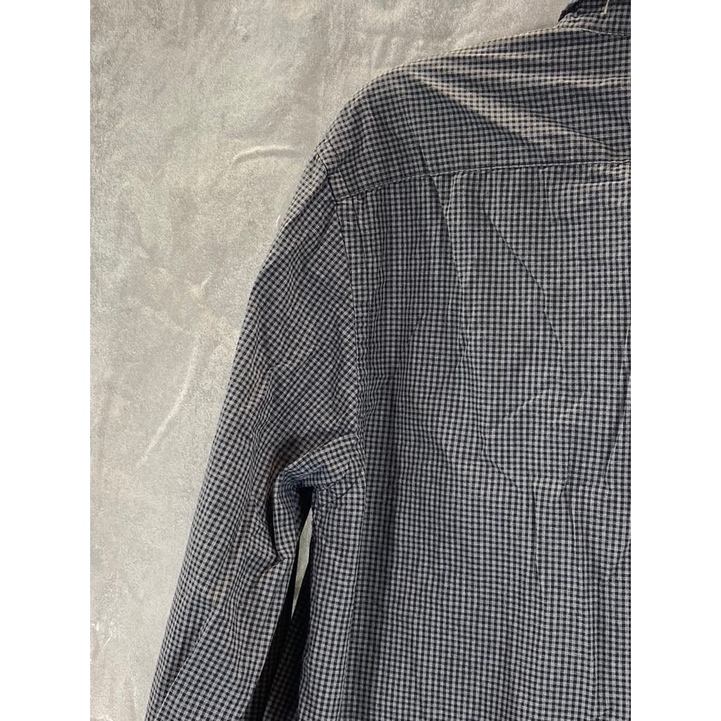 BANANA REPUBLIC Men's Tall Black Organic Untucked Button-Up Shirt SZ M/T