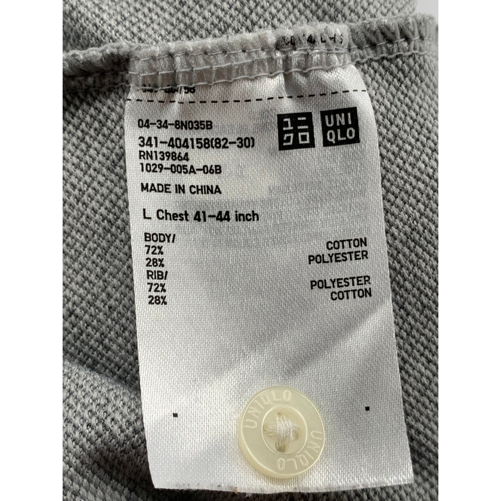 UNIQLO Men's Light Gray Short Sleeve Pique Polo Shirt SZ L