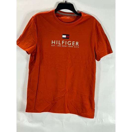 TOMMY HILFIGER Men's Orange Graphic Crewneck Short T-Shirt SZ M