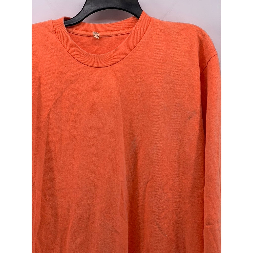 LOS ANGELES APPAREL Men’s Neon Orange Solid Crewneck Long Sleeve T-Shirt SZ M