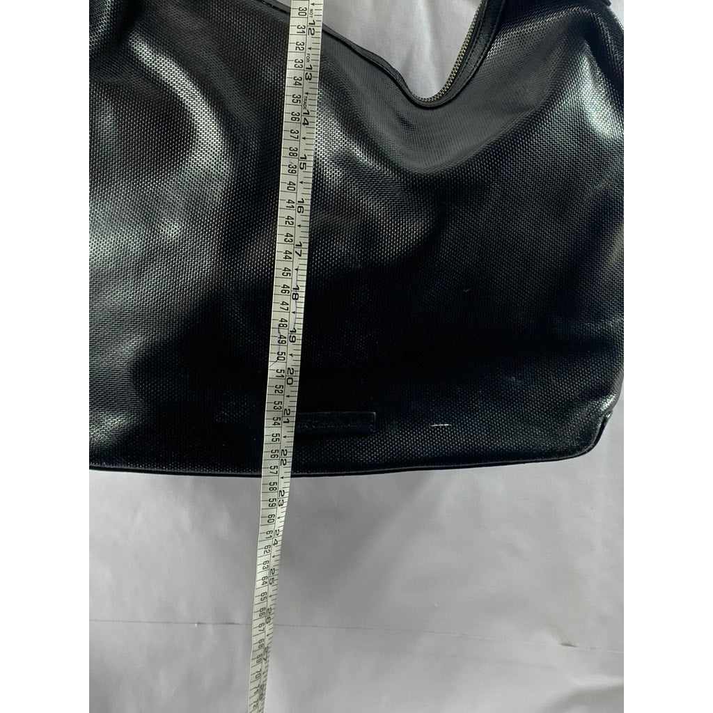 CALVIN KLEIN Women's Black Faux Leather Textured Shoulder Bag