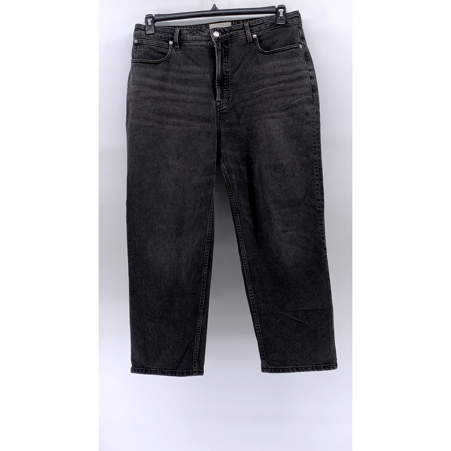 EVERLANE Women's Black The Curvy Way-High Denim Cropped Straight-Leg Jeans SZ 34