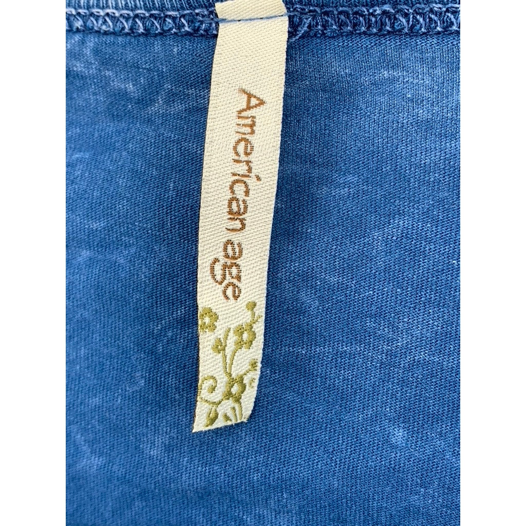 AMERICAN AGE Women's Blue Lace Long Sleeve Studded Top SZ M