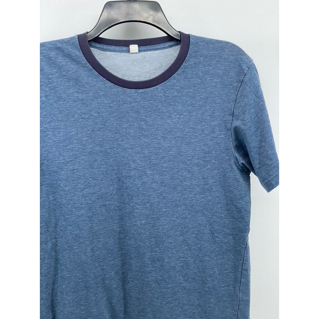 UNIQLO Men's Blue-Navy Trim Crewneck Short Sleeve Casual T-Shirt SZ M