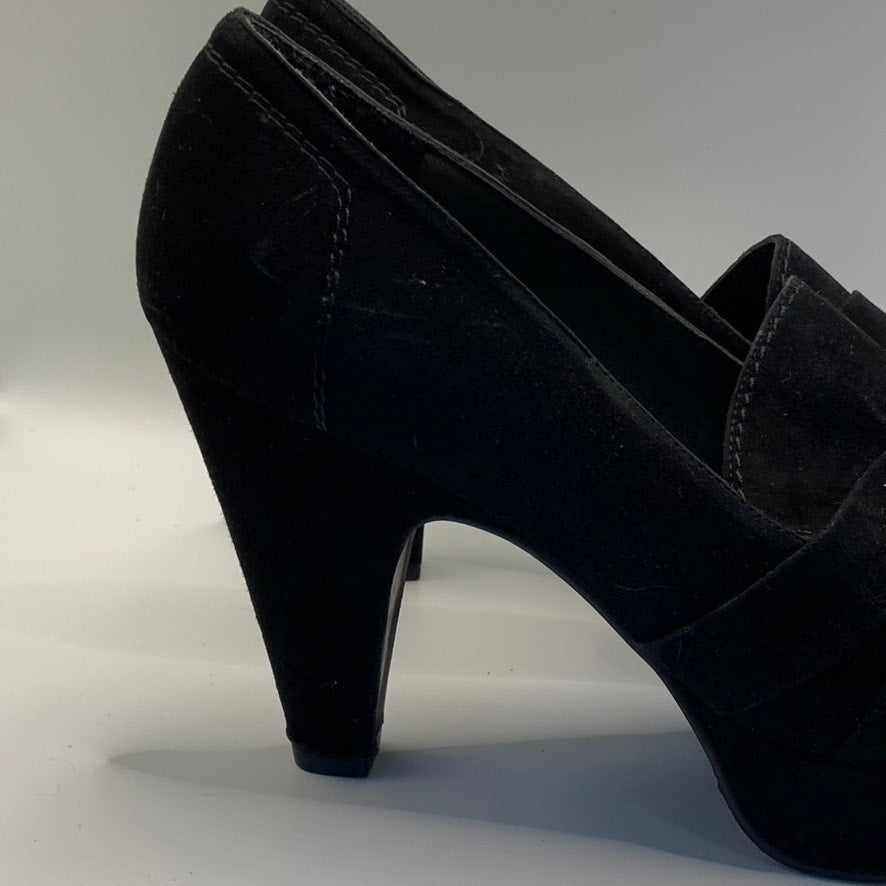 STUART WEITZMAN Women's Black Suede Criss-Cross Round-Toe Pumps SZ 6.5
