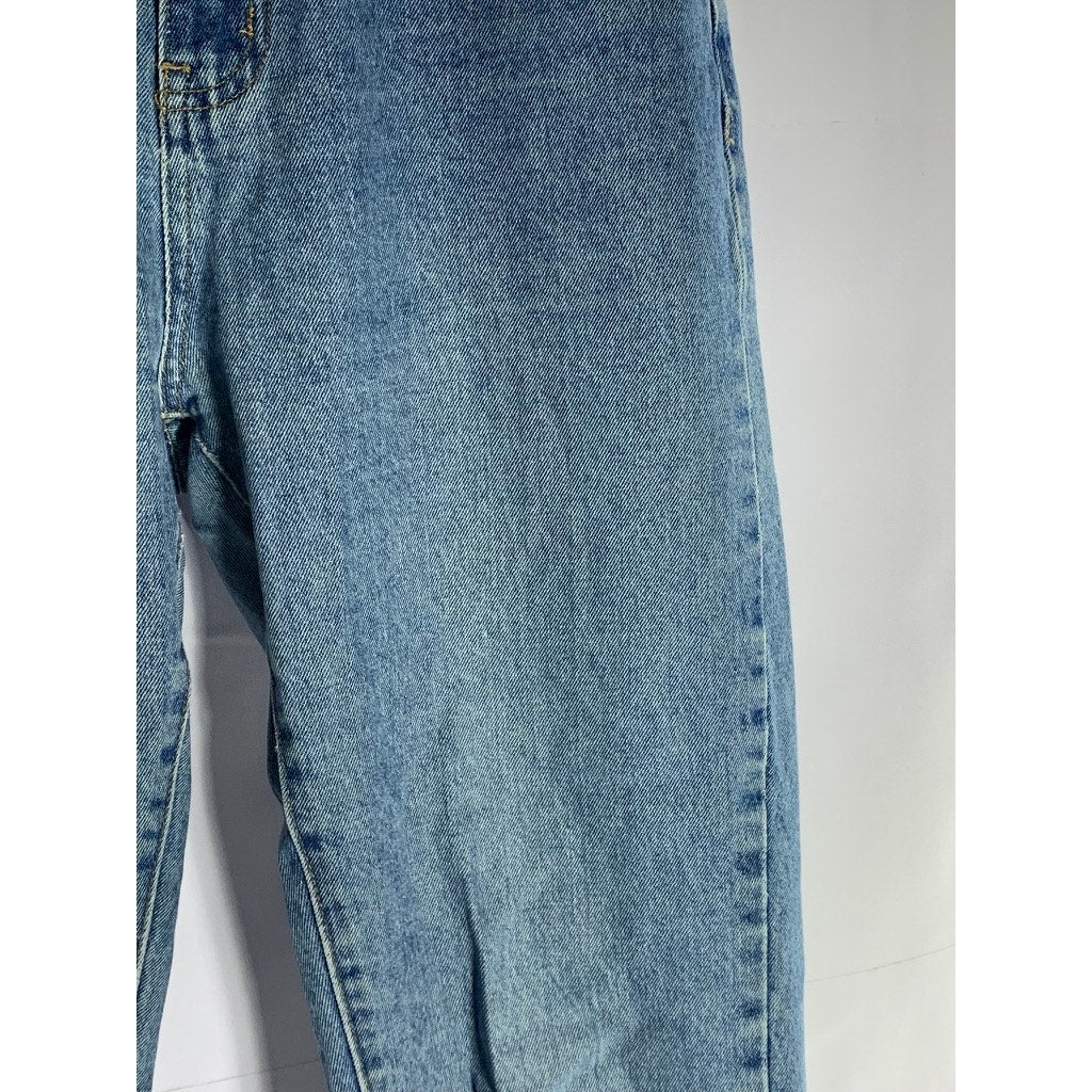 COTTON ON Women's Blue Denim Tapered-Leg High-Ris Distressed Mom Jean SZ 6