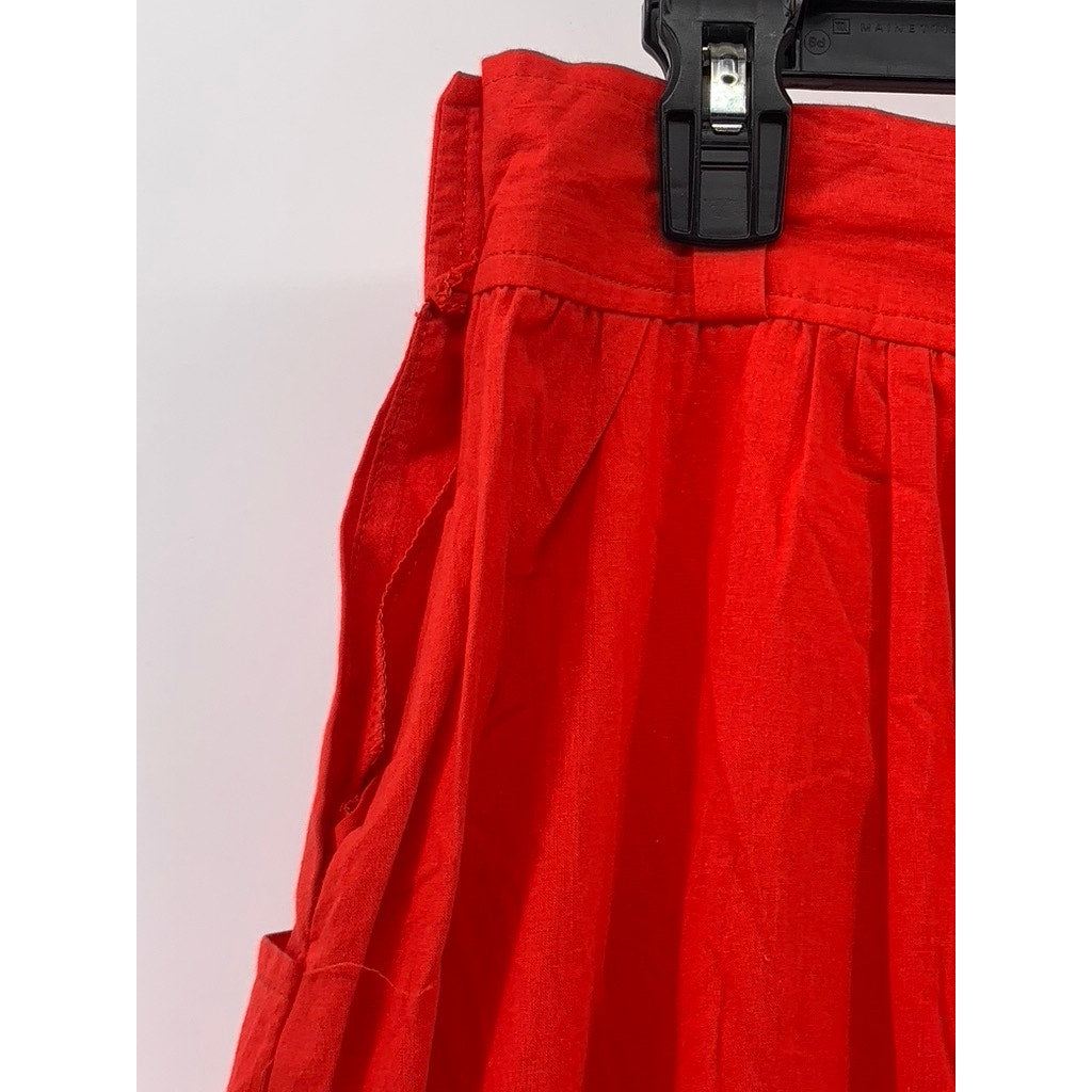 ADAM YVES Women's Vintage Red Side-Closure A-Line Midi Skirt SZ 16