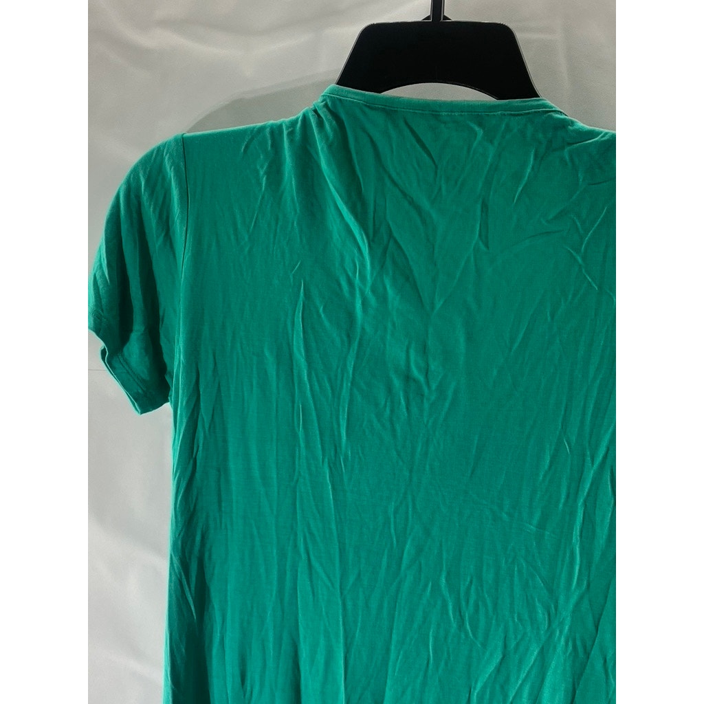 ROBERTO CAVALLI Women's Green Rhinestone Scoop-Neck Short Sleeve Top SZ S