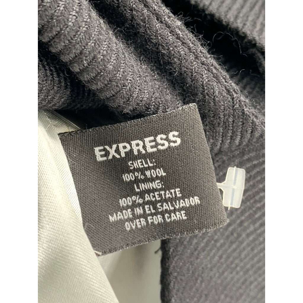 EXPRESS Women's Black Wool Two Button Textured Blazer SZ 3/4