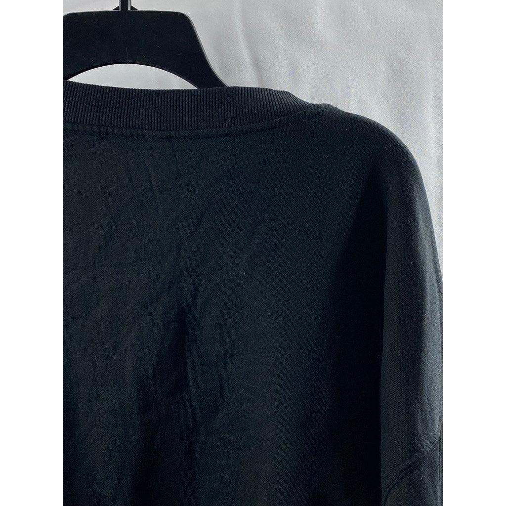 DIVIDED BY H&M Women's Black Crewneck Basic Long Sleeve Cropped Sweatshirt SZ XL