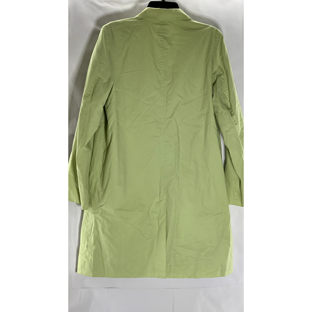 EILEEN FISHER Women's Lime Green Button-Up Lightweight Trench Coat SZ S