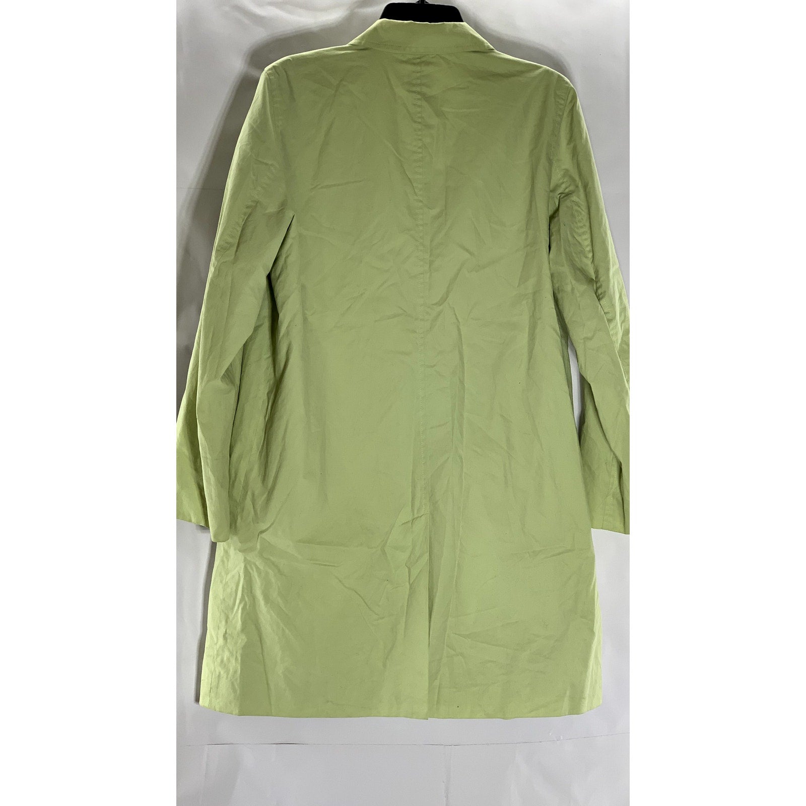 EILEEN FISHER Women's Lime Green Button-Up Lightweight Trench Coat SZ S
