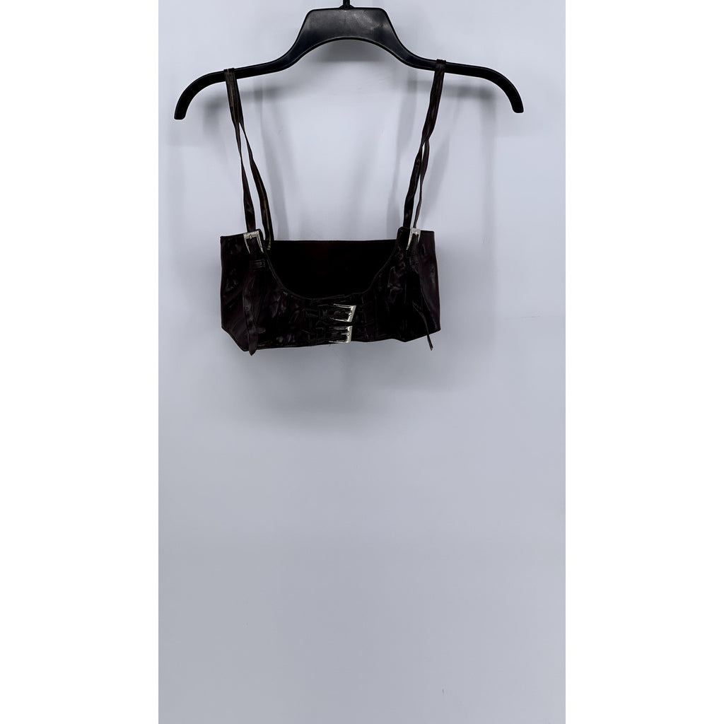 UNBRANDED Women's Brown Faux-Leather Adjustable Waist Belt SZ S