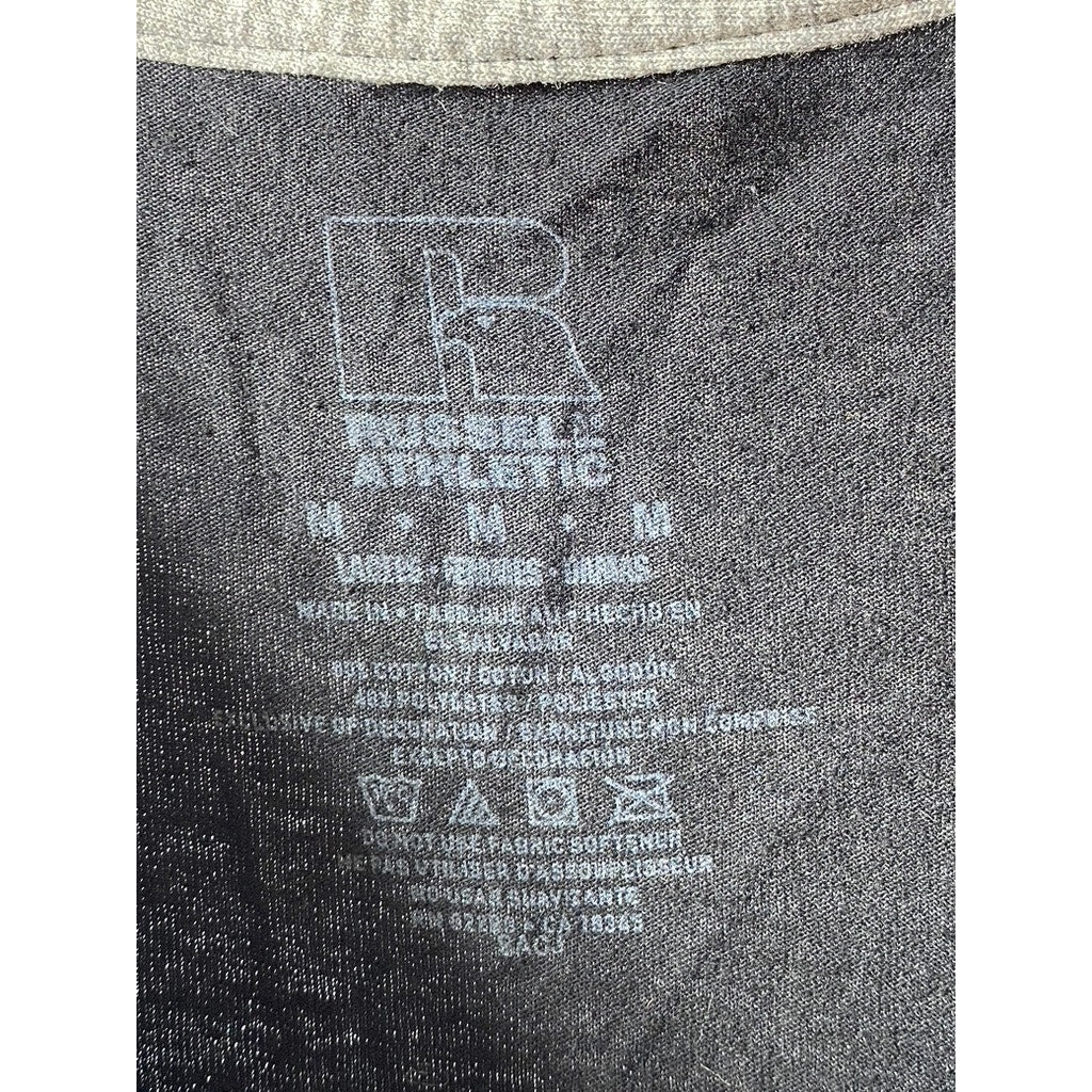 RUSSELL ATHLETIC Women's Black Embroidered Patch Graphic Crewneck Top SZ M