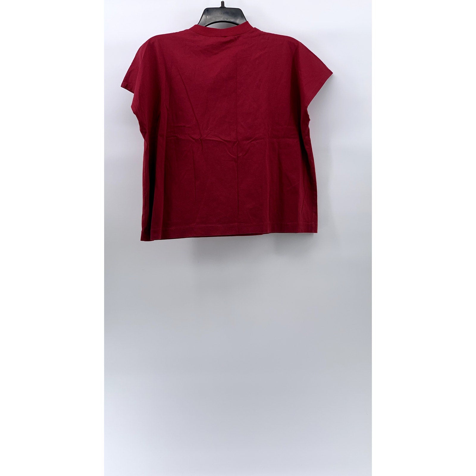 UNIQLO Women's Burgundy Crewneck French Short Sleeve Mercerized Top SZ M