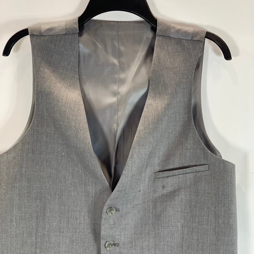 BAR III Men's Charcoal Grey Extra Slim Wool Sharkskin Suit Vest SZ 42R