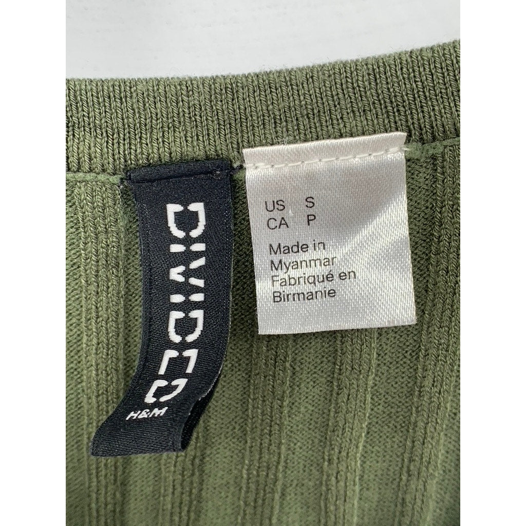 DIVIDED By H&M Women's Olive Green Ribbed High-Neck Sleeveless Top SZ S