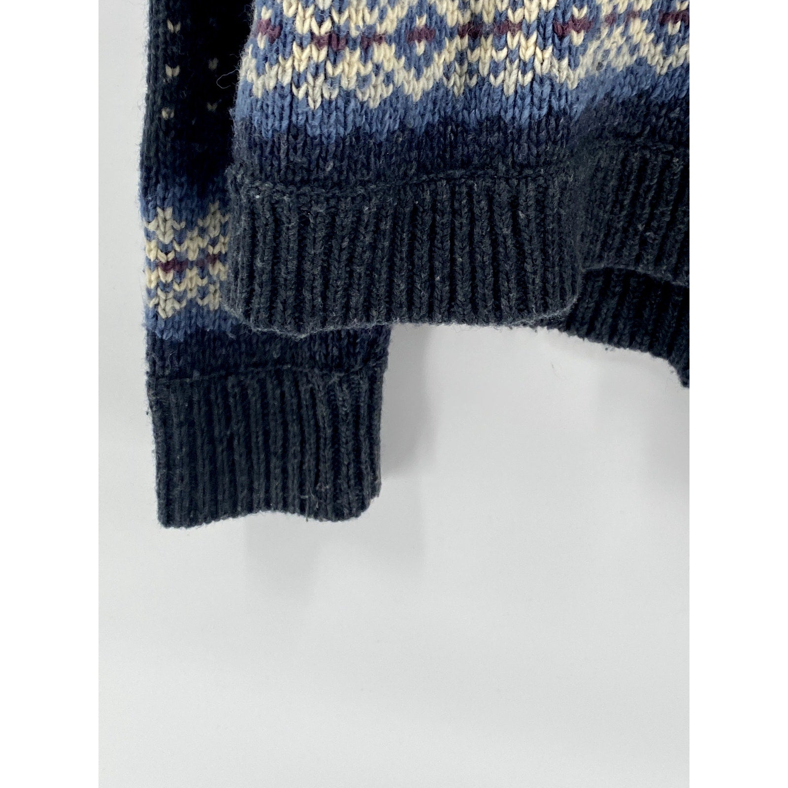 HILFIGER DENIM Men's Navy Fair Isle Knit Shawl Collar Button-Up Cardigan SZ M