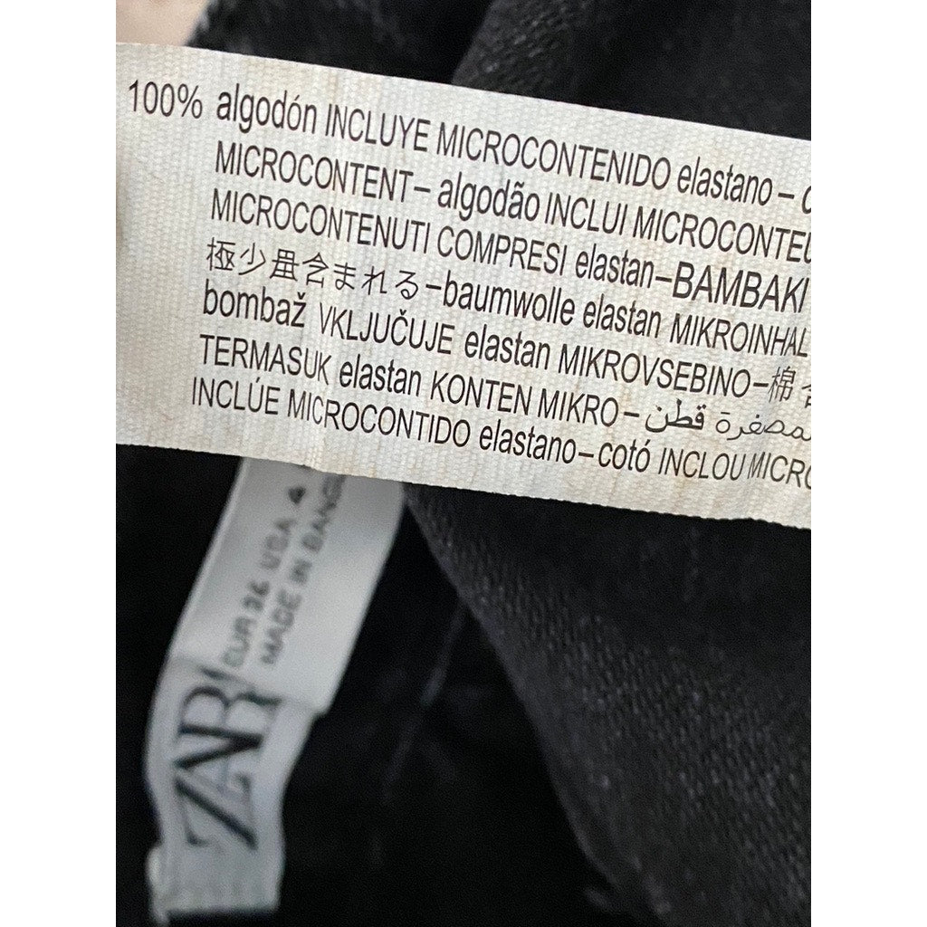 ZARA Women's Black Denim Regular-Fit Raw-Hem Cotton Shorts SZ 4