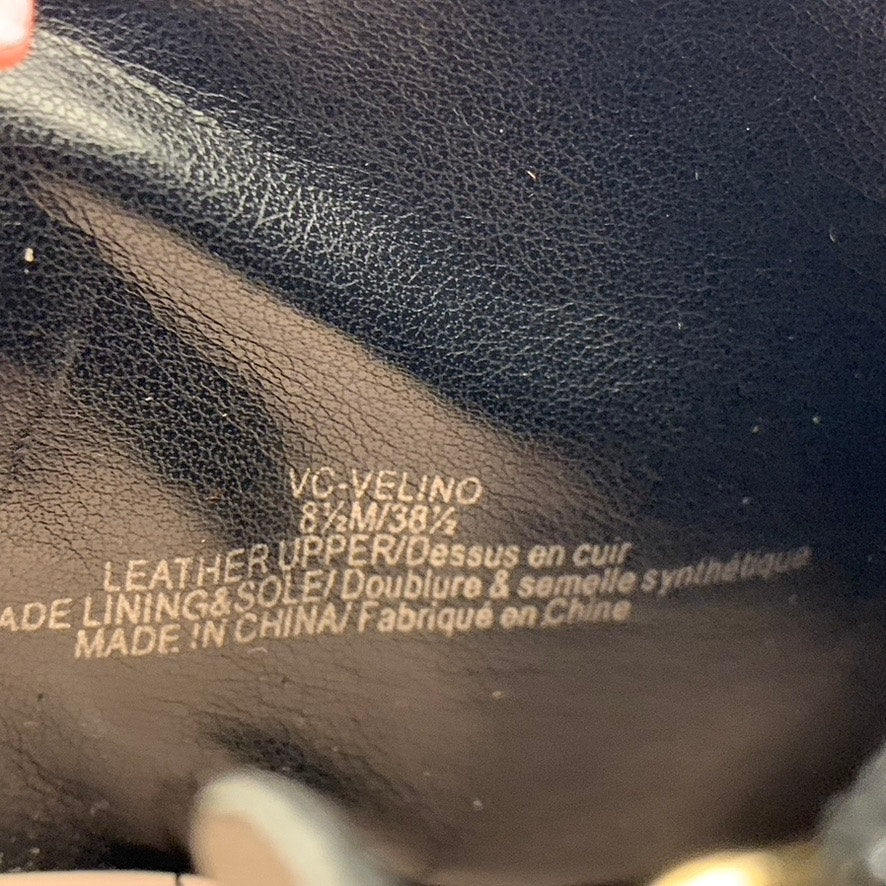 VINCE CAMUTO Women's Black Leather Velino Almond-Toe Side-Zipper Booties SZ 8.5