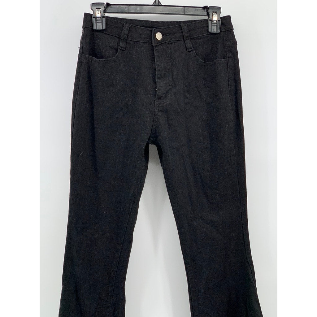 SAINTS AND HEARTS Women's Black Frayed Flare Jeans SZ M